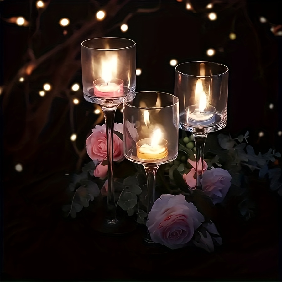 Candle Holder Set - 3 шт., набор прозрачных стеклянных подсвечников,