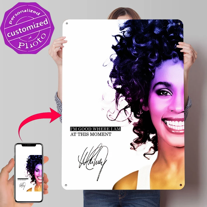 Lighting Decor Houston - Металлический 3D-постер Whitney Houston: Винтажная жестяная