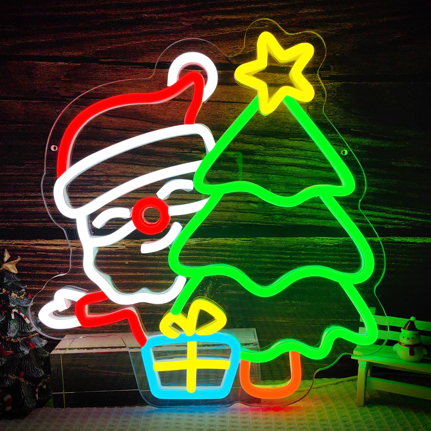 Wall Decor Lighting Tree - Неоновая вывеска Санта-Клауса для декора стен,