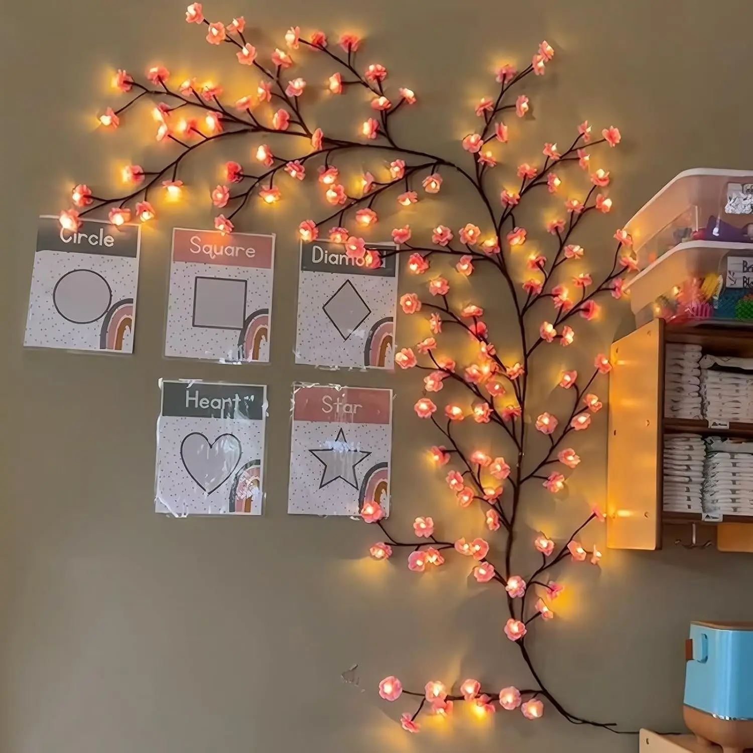 Wall Decor Lighting Tree - Вишневый цвет, ива, виноградная лоза, ветка,