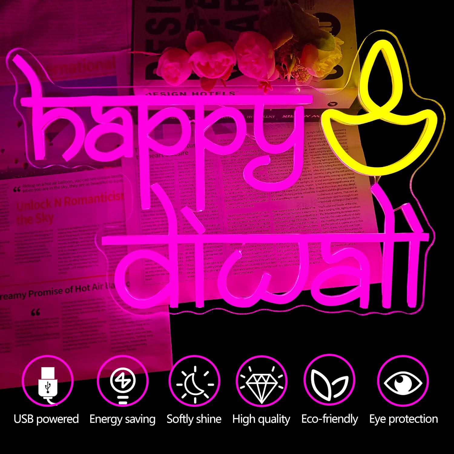 Неоновая вывеска Happy Diwali  – обзор и цена Lighting Decor For Diwali