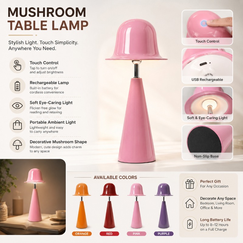Современная креативная настоль – обзор и цена Mushroom Table Lamp